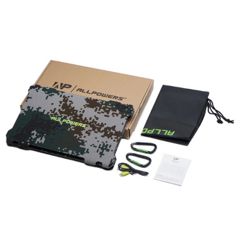 Солнечные панели ALLPOWERS 5V21W для телефона 2 USB порта, водонепроницаемый, с защитным слоем ETFE (комуфляж)