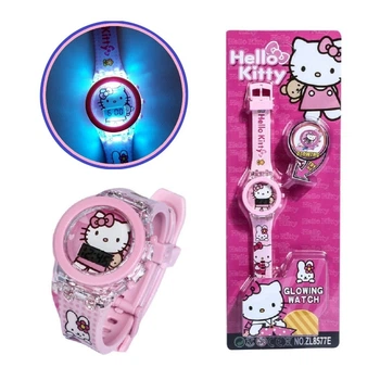 Детские наручные часы с подсветкой "Hello Kitty (Хеллоу Китти)" розовый 1043-6