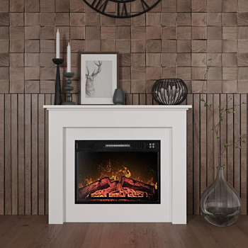 Портал камина Aurora из МДФ и электрокамин 23 дюйма каминокомплект FN 0323 белый Aristocrat Decor