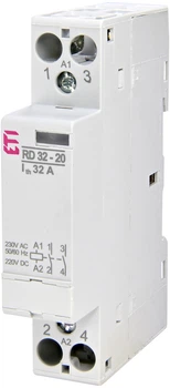 Контактор ETI RD 32-20 2P 20A 230V AC/DC 2NO 2464077 модульный