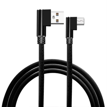 Micro usb кабель c Г-образными разъёмами - 2 метра, черный (100911)