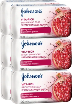 Упаковка мила Johnson\'s Body Care Vita Rich Перевтілювального з екстрактом квітки граната 90 г х 6 шт. (3574661642703)
