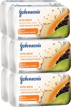 Упаковка мыла Johnson’s Vita Rich Смягчающего с экстрактом папайи 90 г х 6 шт (3574661642567)