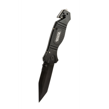 Нож складной "ELMAX" 207*37*16 мм, черное нержавеющее лезвие алюминиевая рукоятка стропорез стеклобой MASTER TOOL 79-0124