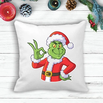 Подушка з новорічним принтом Грінч (The Grinch) "OK"