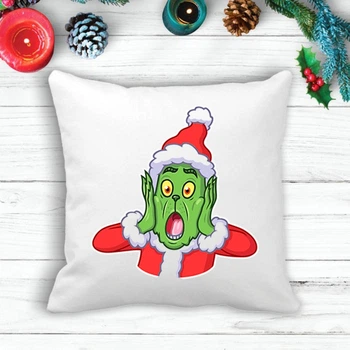 Подушка з новорічним принтом Грінч (The Grinch) переляк