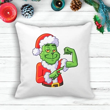 Подушка з новорічним принтом Грінч (The Grinch) "Силач"