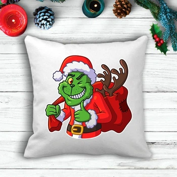 Подушка з новорічним принтом Грінч (The Grinch) з рюкзаком.