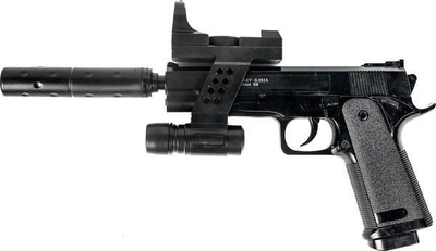 G053A Страйкбольный пистолет Galaxy Beretta 92 с глушителем и лазерным прицелом пластиковый
