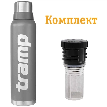 Комплект Tramp Термос 1,6 л сірий TRC-029-grey + Пробка для термосів Expedition UTRA-287
