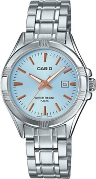 Женские наручные часы Casio LTP-1308D-2A Серебро\Голубой экран