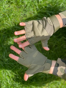 Военный тактические рукавички без пальцев олива XL