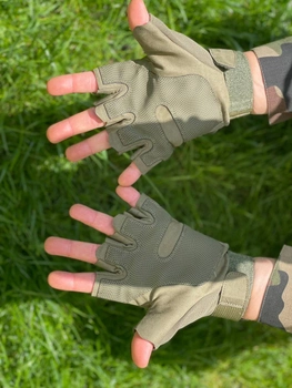 Военный тактические рукавички без пальцев олива L