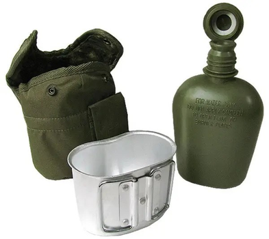 Американская фляга с кружкой для еды. для военных, армейская. США 100% алюминий 0,8L OLIVE