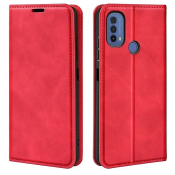 Чехол Taba Retro-Skin для Motorola Moto E20 / E40 книжка кожа PU с визитницей красный