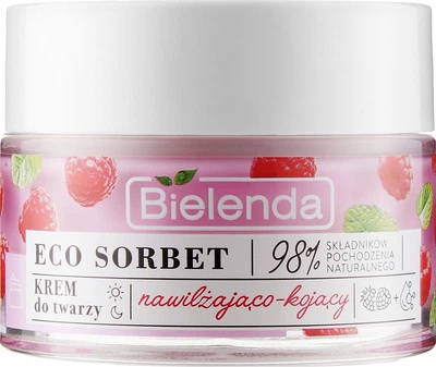 Крем для обличчя з екстрактом малини - Bielenda Eco Sorbet Moisturizing & Soothing Face Cream 50ml.