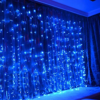 Гирлянда штора Водопад 480 LED 3,0х3,0м Синяя светодиодная гирлянда для декора окон вечеринки праздника (LIV-S_11C)