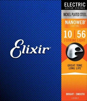 Струны для 7-ми струнной электрогитары Elixir NanoWeb Coating Light 10-56