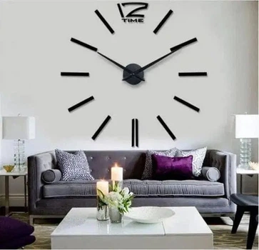 Большие настенные Черный 3D часы DIY Clock до 100 см Палочки (FG22)