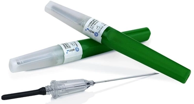 Голка для забору крові Eximlab з візуальною камерою 21Gx1½" (0.8x38 мм), стерильна, колір зелений 100 шт (70100205)