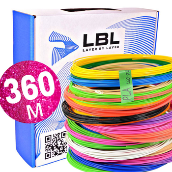 Набор Эко пластик PLA LBL (360 метров) для 3D-ручки 1.75 мм (12 цветов по 25 м)