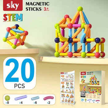 Магнитный конструктор - SKY Magnetic Sticks (B 020) набор 18 элементов (color mix)