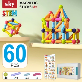 Магнитный конструктор - SKY Magnetic Sticks (B 060) набор 60 элементов (color mix)