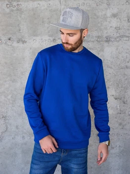 Толстовка мужская свитшот на флисе с принтом без молнии молодежная с манжетами ISSA PLUS GN-458 S электрик (issa2007682271337)
