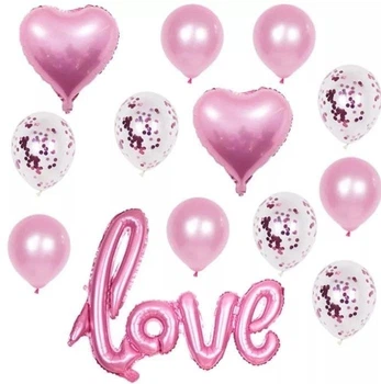 Набор Из Шаров С Надписью LOVE Розовый