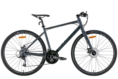 Велосипед 28" Leon HD-80 DD рама 21" 2022 гибрид алюминиевый серый с черным (на рост 180-195 см) (OPS-LN-28-021)