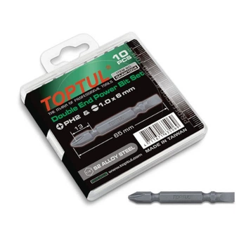 Комплект біт двосторонніх 1/4" PH2хSL6 L65мм 10шт. Toptul 000257686