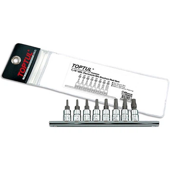 Комплект бит пятигранных с отверстием 1/4" T8-T40 8ед. Toptul (hoz0007976)