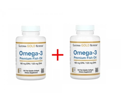 Комплект премиум Омега-3 1+1 California Gold Nutrition Omega-3 Premium Fish Oil - 100 капсул(5981777)