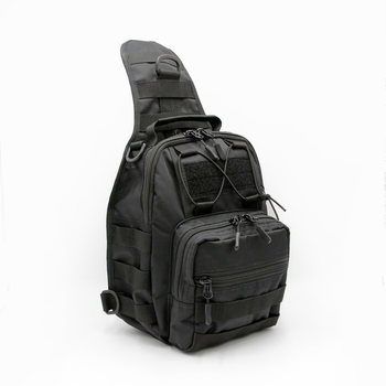 Тактическая сумка-слинг плечевая, однолямочный рюкзак, черная барсетка через плечо нагрудный с кордуры