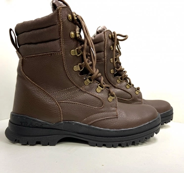 Берцы зимние с мембранным утеплителем, обувь для военных KROK BЗ3, 45 размер, коричневые, 01.45