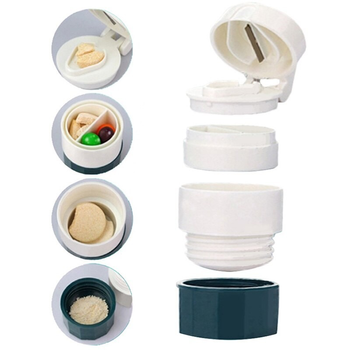 Измельчитель для таблеток резак делитель для таблеток таблетница 3 в 1 белый с зеленым