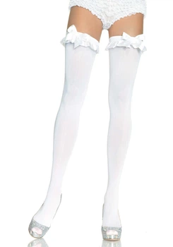 Високі білі панчохи з бантиком Opaque Thigh Highs With Bow від Leg Avenue one size 421202