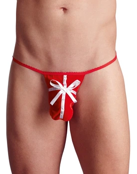 Мужские новогодние трусики стринги Svenjoyment Men's String от Orion красный/белый one size