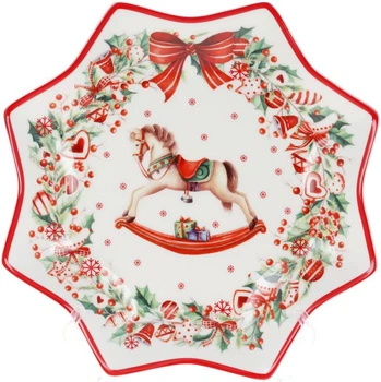 Фарфоровое блюдо снежинка Сhristmas present 25см