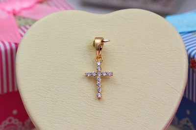 Хрестик Xuping Jewelry тоненький із фіанітами 1.3 см золотистий