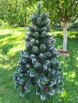 Елка искусственная Кармен с калиной и шишками 1,8 м Красный (Карм.Кал-180)