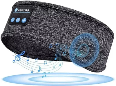 Пов'язка на голову спортивна з вбудованою bluetooth гарнітурою маска для сну блютузна сіра