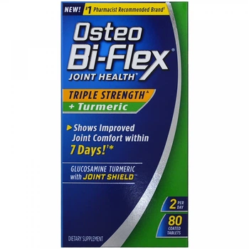 Здоровье суставов, тройная сила + куркума, Osteo Bi-Flex, 80 таблеток с покрытием