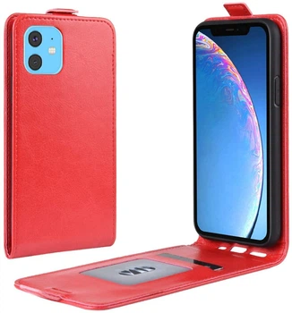 Чехол IETP для Iphone 12 флип вертикальный кожа PU красный