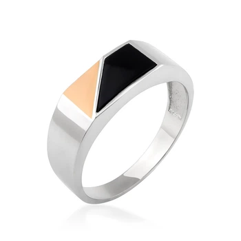 Печатка срібна з золотою пластиною та оніксом Artsriblo арт213к 22.0