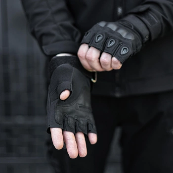 Перчатки Тактические черный казак беспалые с накладкой Черный XL SSpe1 213