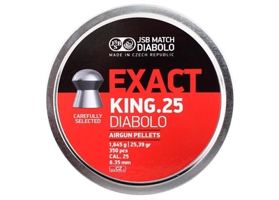 Кулі пневматичні JSB Diabolo Exact King Кал 6.35 мм Вага - 1.64 р 350 шт/уп (1453.05.37)