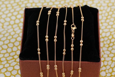 Цепь Xuping Jewelry панцирная с двойным шариком 60 см 1 мм золотистая
