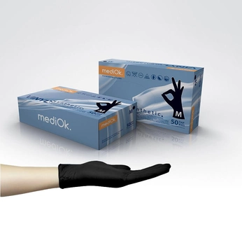 Рукавички медичні Вінілові Синтетичні (Вітріл/Vitryl) MediOk, розмір L, (100 шт./50 пар) чорні