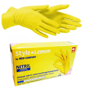 Рукавички нітрилові AMPRI Nitrile Style Lemon (100 шт. / 50 пар), жовті, розмір S